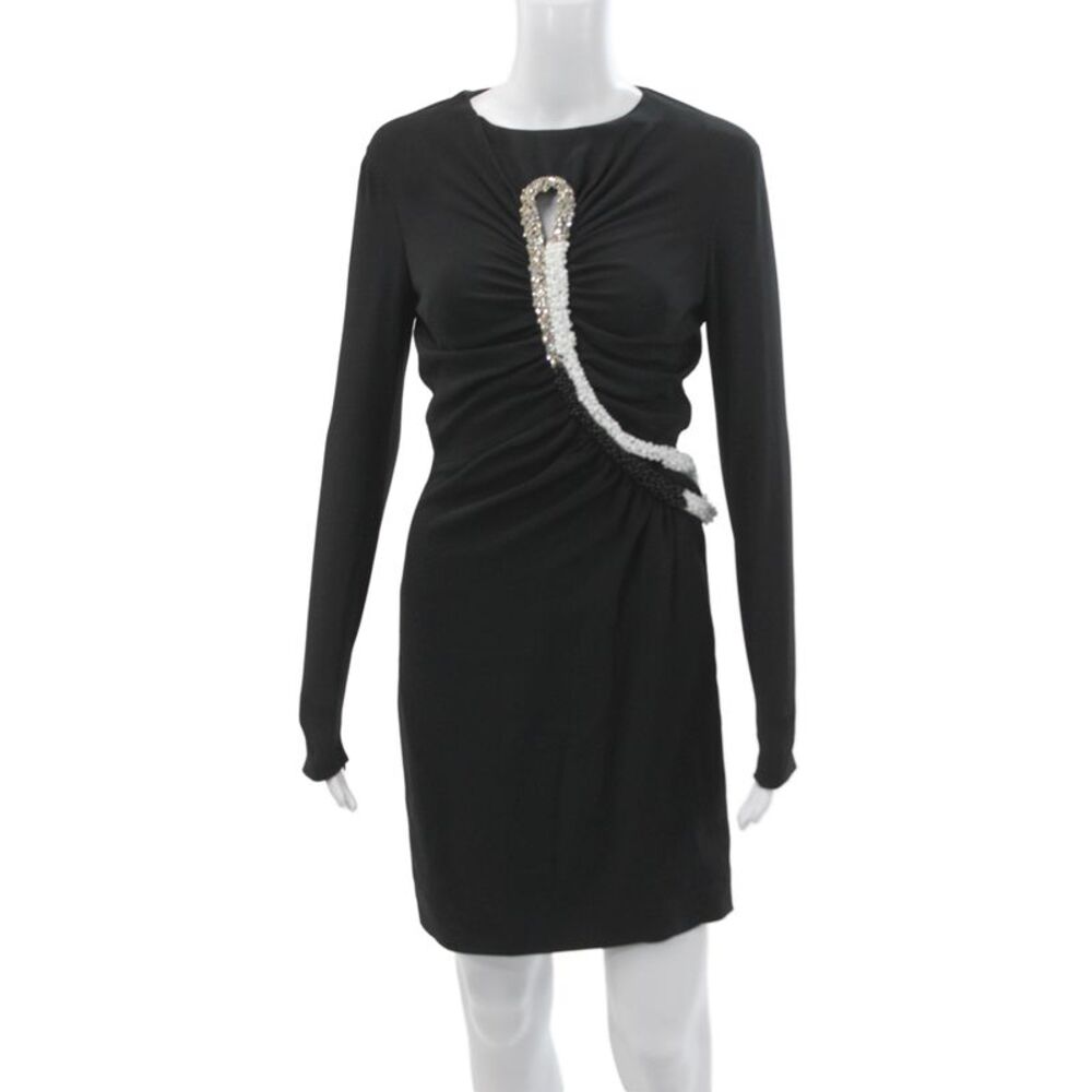 Stella McCartney Women Sweater Dress Black Long Sleeve Knee Length Zip Size 38